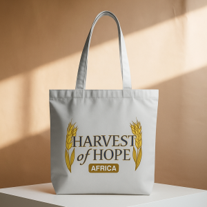 beige canvas box tote bag